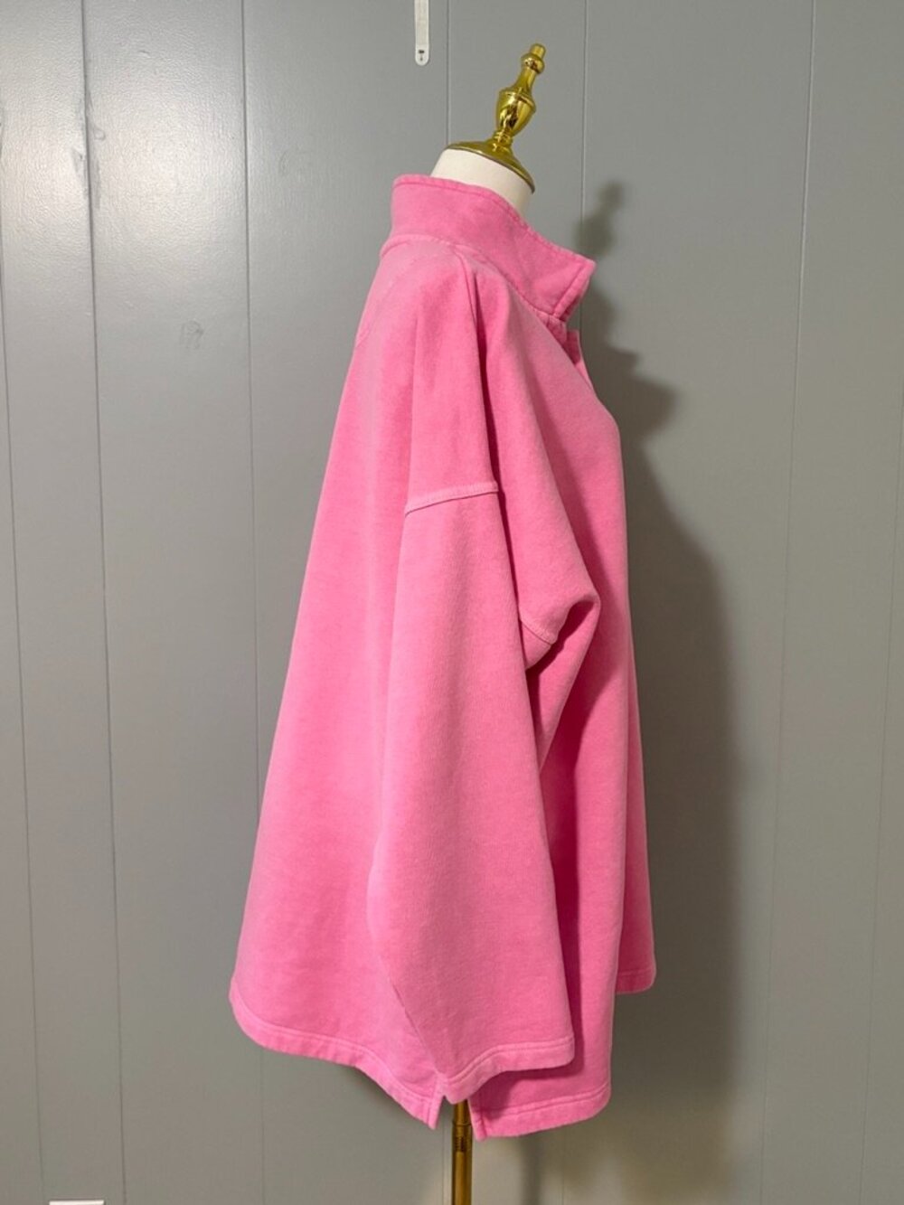 Sloppy Joe Collar 02 Sweatshirt Candy Pink Organic Cotton Oversized Size 2 M-L - Picture 5 of 11